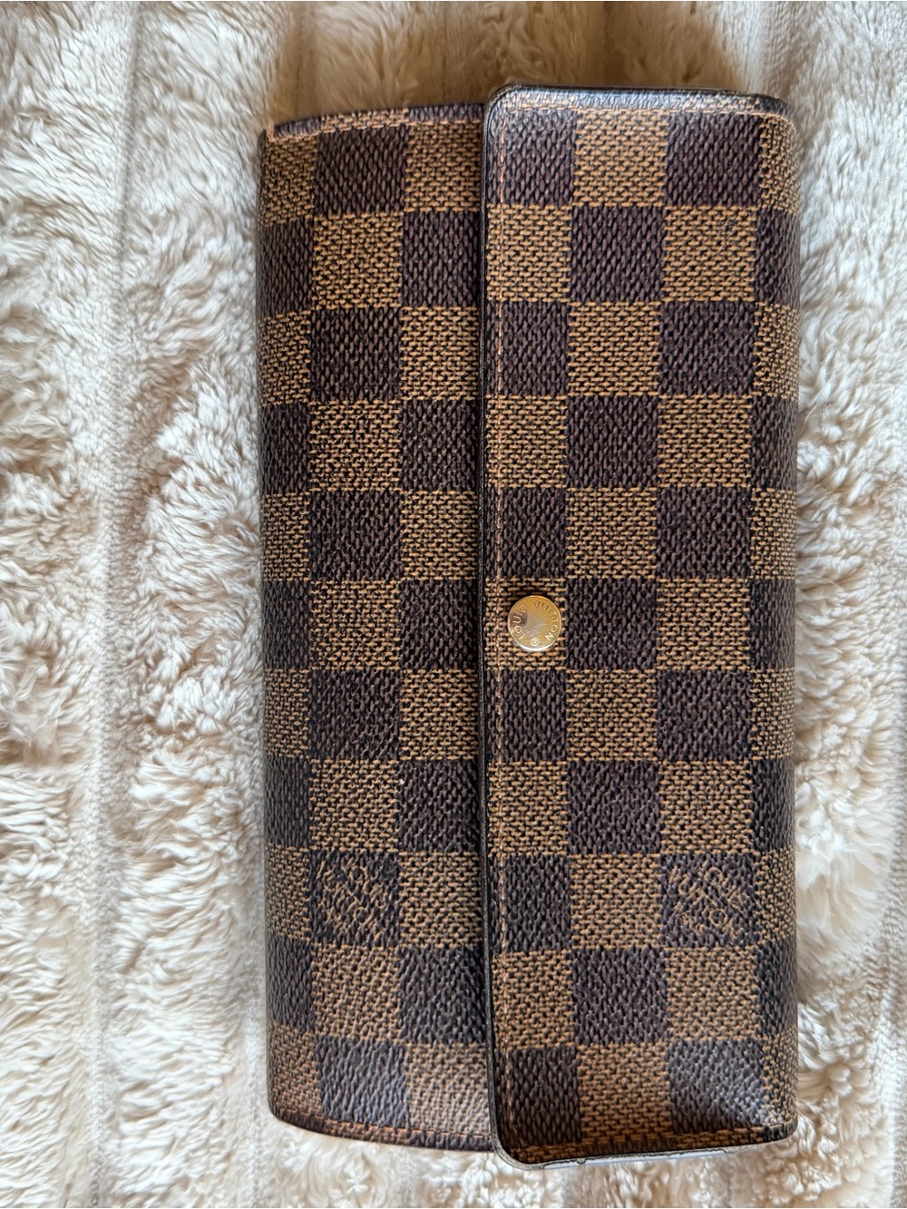 Louis Vuitton Damier Porte Feuille Sarah Long Bifold Wallet Brown